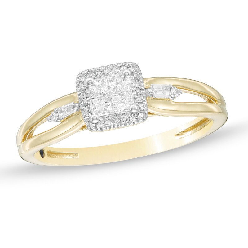 Main Image 1 of Cherished Promise Collection™ 1/5 CT. T.W. Quad Princess-Cut Diamond Promise Ring in 10K Gold