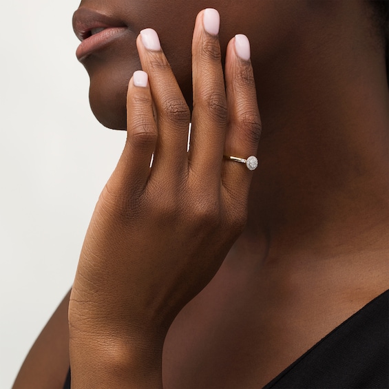 Cherished Promise Collectionâ¢ 1/5 CT. T.w. Baguette and Round Composite Diamond Promise Ring in 10K Gold