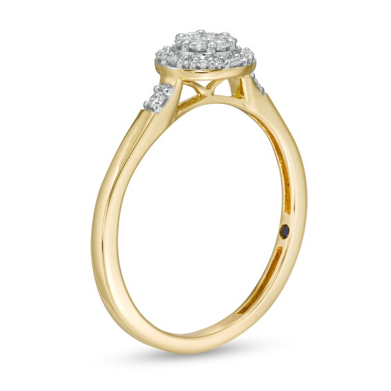 Cherished Promise Collectionâ¢ 1/5 CT. T.w. Baguette and Round Composite Diamond Promise Ring in 10K Gold