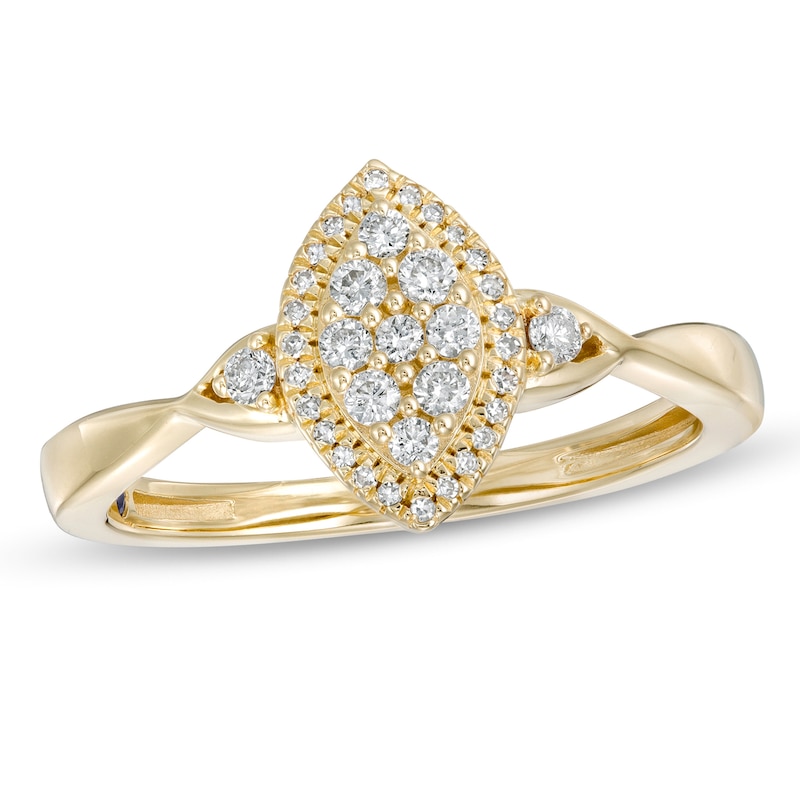 Main Image 1 of Cherished Promise Collection™ 1/5 CT. T.W. Composite Diamond Marquise Frame Promise Ring in 10K Gold