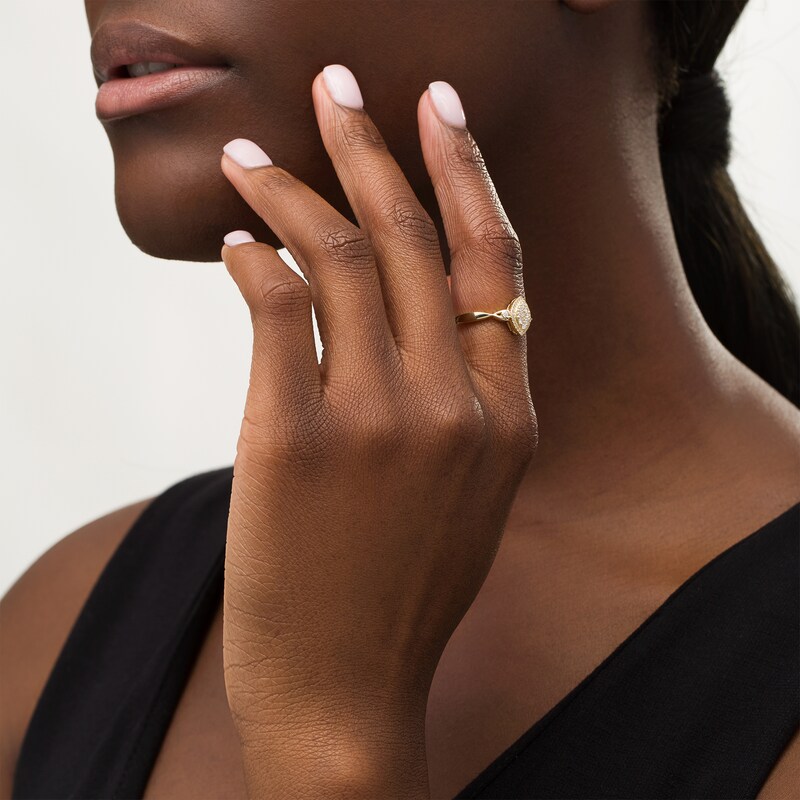 Main Image 2 of Cherished Promise Collection™ 1/5 CT. T.W. Composite Diamond Marquise Frame Promise Ring in 10K Gold
