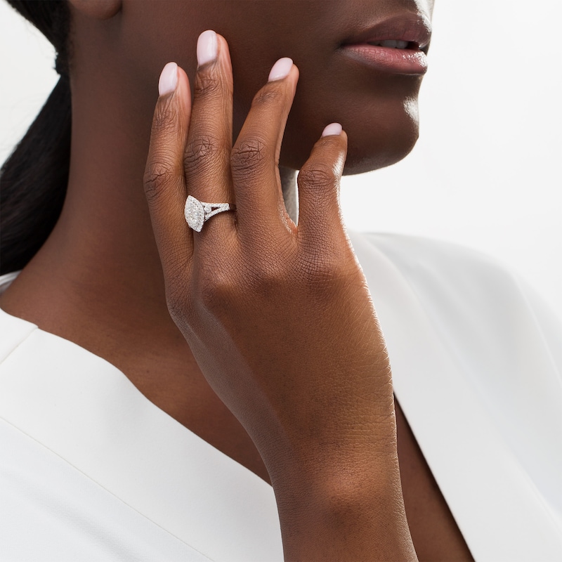 Main Image 2 of 1 CT. T.W. Composite Marquise Diamond Frame Ring in 10K White Gold