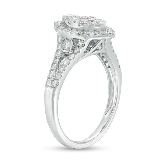 1 CT. T.w. Composite Marquise Diamond Frame Ring in 10K White Gold