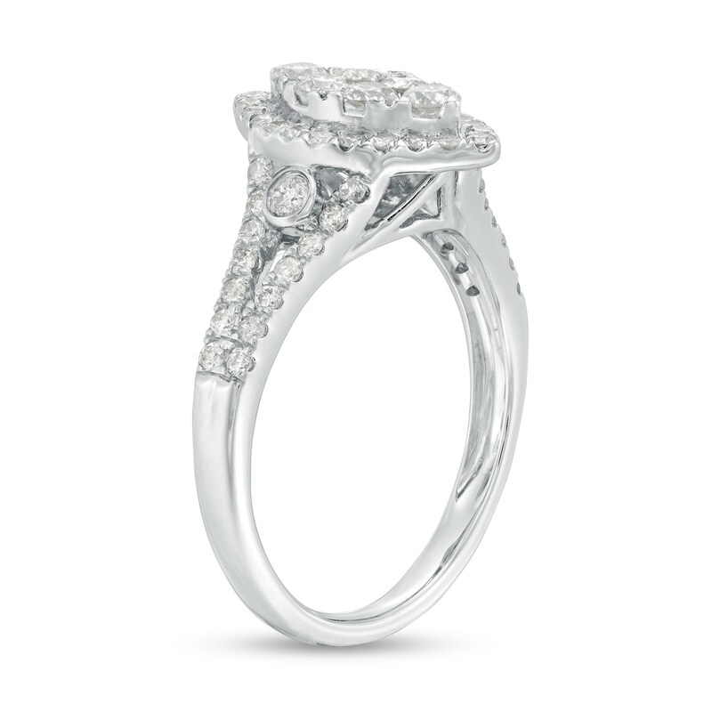 Main Image 3 of 1 CT. T.W. Composite Marquise Diamond Frame Ring in 10K White Gold