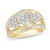 Thumbnail Image 1 of 1 CT. T.W. Composite Diamond Flower Multi-Row Ring in 10K Gold