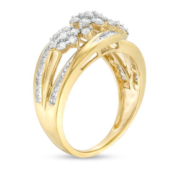 1 CT. T.w. Composite Diamond Flower Multi-Row Ring in 10K Gold