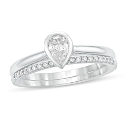 3/8 CT. T.W. Pear-Shaped Diamond Bridal Set in 10K White Gold