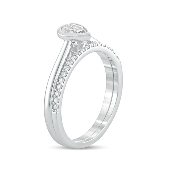 3/8 CT. T.w. Pear-Shaped Diamond Bridal Set in 10K White Gold