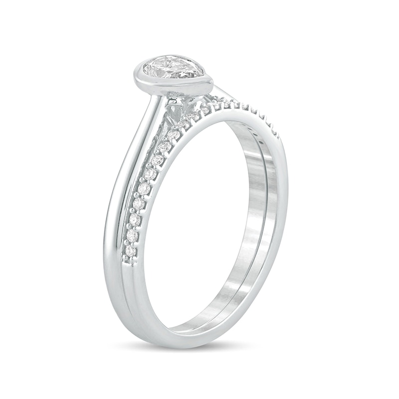 Main Image 2 of 3/8 CT. T.W. Pear-Shaped Diamond Bridal Set in 10K White Gold