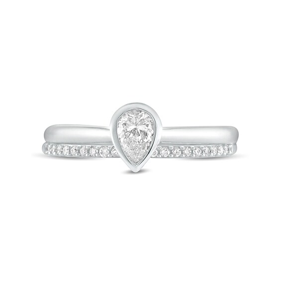 3/8 CT. T.w. Pear-Shaped Diamond Bridal Set in 10K White Gold