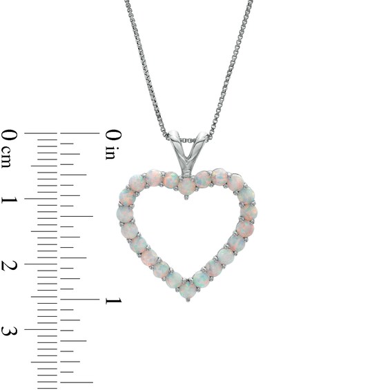 Lab-Created Opal Heart Outline Pendant in Sterling Silver