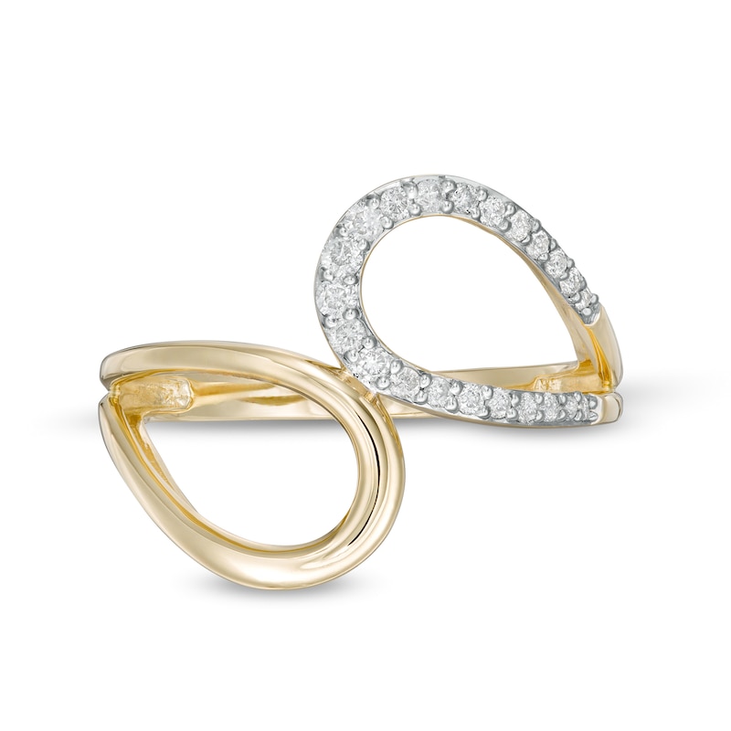 Main Image 1 of 1/5 CT. T.W. Diamond Bypass Double Loop Ring in 10K Gold