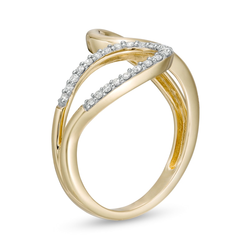 Main Image 3 of 1/5 CT. T.W. Diamond Bypass Double Loop Ring in 10K Gold
