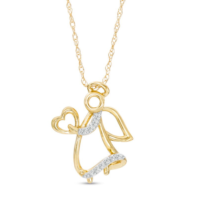 Main Image 1 of Diamond Accent Angel Pendant in 10K Gold