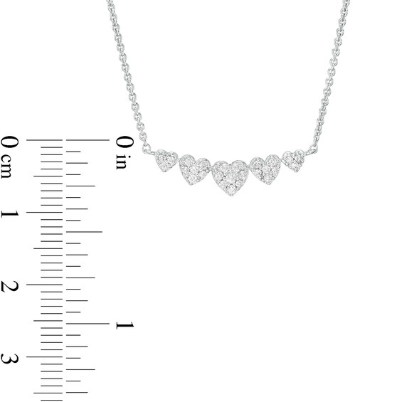 1/5 CT. T.w. Heart-Shaped Multi-Diamond Five Stone Necklace in Sterling Silver