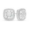 Thumbnail Image 0 of 1 CT. T.W. Composite Cushion Diamond Double Frame Stud Earrings in 10K White Gold