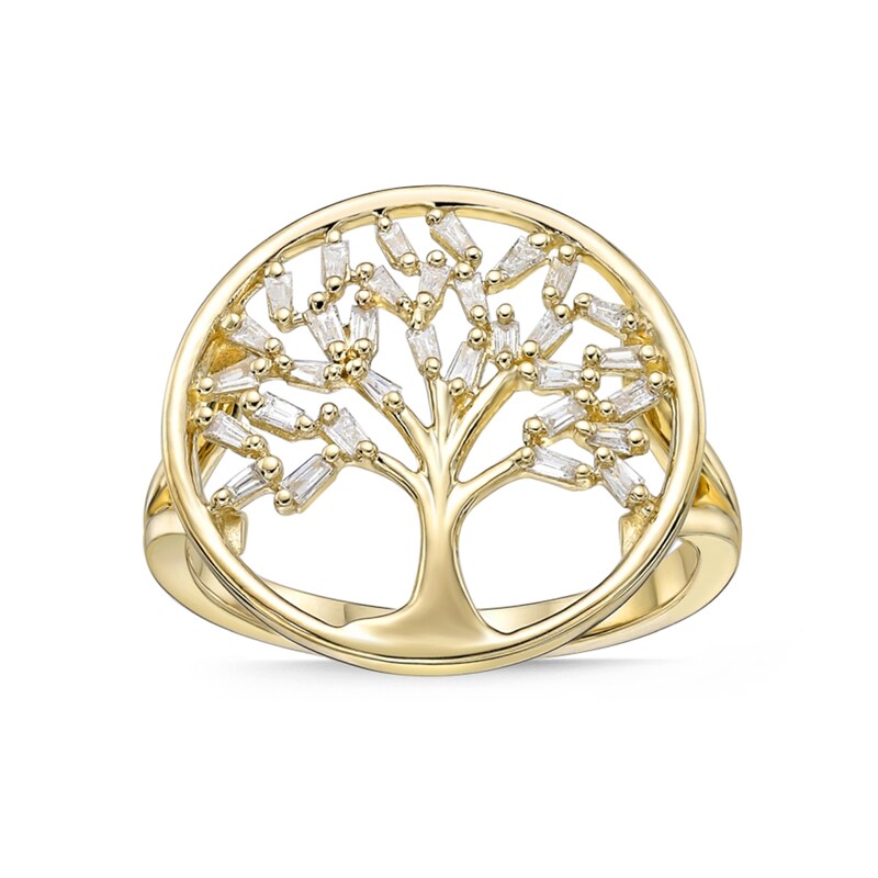 1/6 CT. T.W. Baguette Diamond Tree of Life Ring in 10K Gold