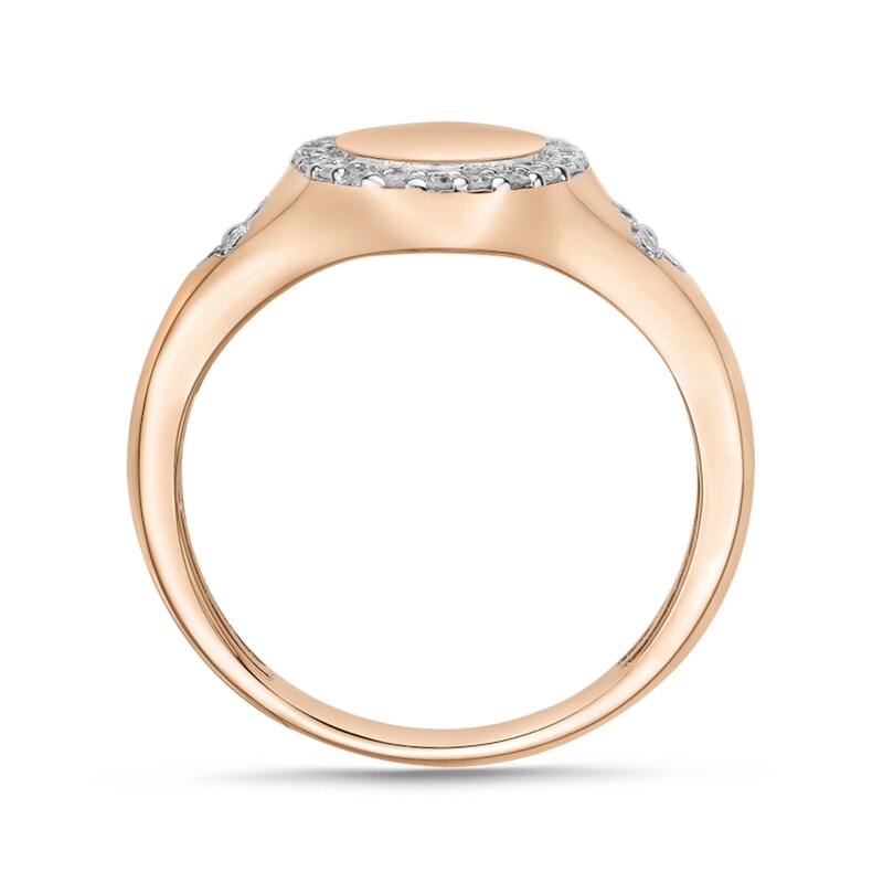 1/4 CT. T.W. Diamond Frame Signet Ring in 10K Rose Gold