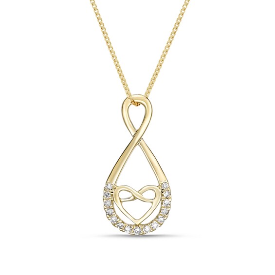 1/10 CT. T.W. Diamond Linear Infinity with Heart Pendant in 10K Gold 1/10 CT. T.W. Diamond Linear Infinity with Heart Pendant in 10K Gold