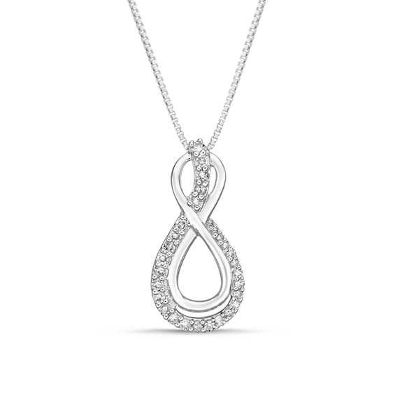 1/6 CT. T.w. Diamond Linear Ribbon Infinity Pendant in 10K White Gold