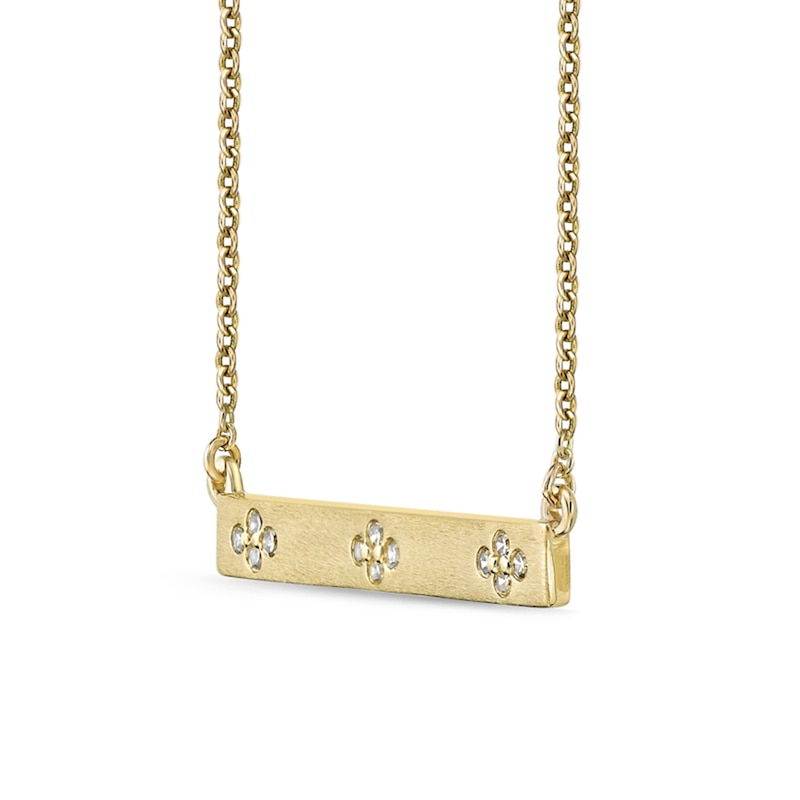 1/10 CT. T.W. Diamond Flower Cluster Sideways Bar Necklace in 10K Gold