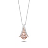 Thumbnail Image 1 of Enchanted Disney Aurora 6.0mm Princess-Cut Morganite and 1/10 CT. T.W. Diamond Pendant in Sterling Silver and 10K Rose Gold - 19"