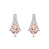 Thumbnail Image 2 of Enchanted Disney Aurora Princess-Cut Morganite and 1/10 CT. T.W. Diamond Earrings in Sterling Silver and 10K Rose Gold