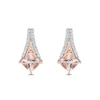 Thumbnail Image 1 of Enchanted Disney Aurora Princess-Cut Morganite and 1/10 CT. T.W. Diamond Earrings in Sterling Silver and 10K Rose Gold