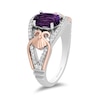 Enchanted Disney Ariel Oval Amethyst and 1/6 CT. T.W. Diamond Ring in Sterling Silver and 10K Rose Gold