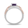 Enchanted Disney Ariel Oval Amethyst and 1/6 CT. T.W. Diamond Ring in Sterling Silver and 10K Rose Gold