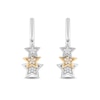 Thumbnail Image 1 of Enchanted Disney Tinker Bell 1/6 CT. T.W. Diamond Triple Star Hoop Earrings in Sterling Silver and 10K Gold