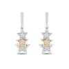 Thumbnail Image 0 of Enchanted Disney Tinker Bell 1/6 CT. T.W. Diamond Triple Star Hoop Earrings in Sterling Silver and 10K Gold