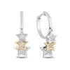 Thumbnail Image 1 of Enchanted Disney Tinker Bell 1/6 CT. T.W. Diamond Triple Star Hoop Earrings in Sterling Silver and 10K Gold