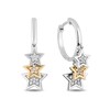 Thumbnail Image 1 of Enchanted Disney Tinker Bell 1/6 CT. T.W. Diamond Triple Star Hoop Earrings in Sterling Silver and 10K Gold