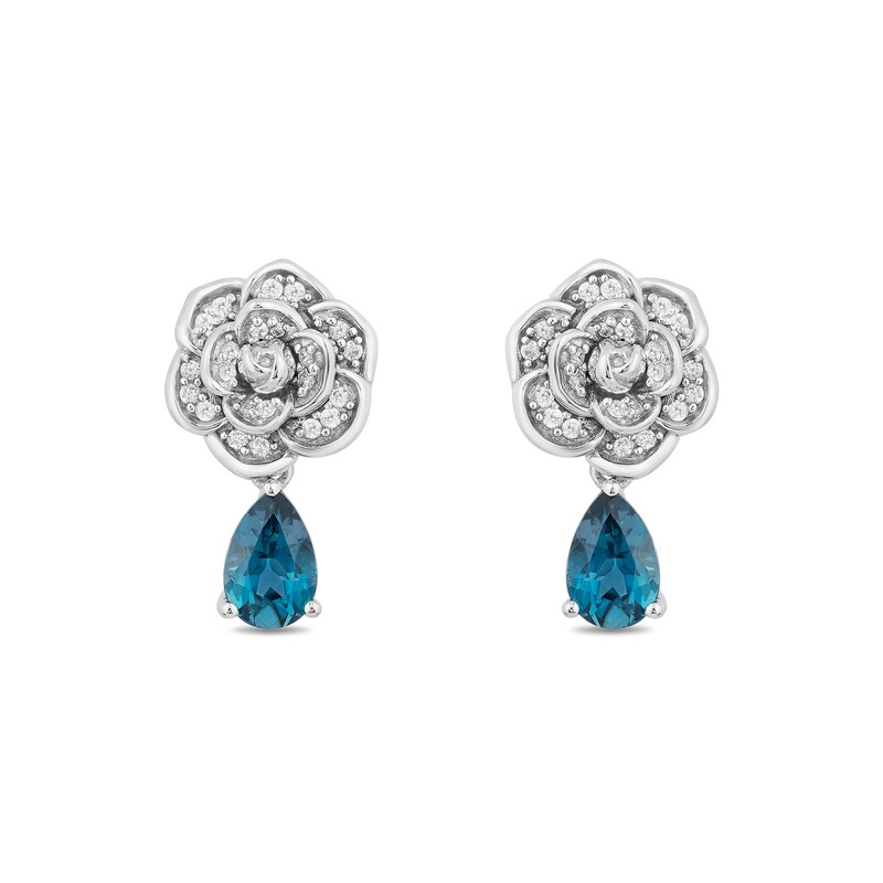 Disney Cinderella Inspired Diamond Earrings with London Blue Topaz | Enchanted Disney Fine Jewelry