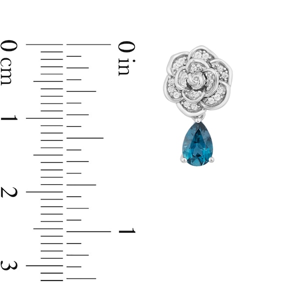 Collector's Edition Enchanted Disney Cinderella 70th Anniversary Blue Topaz and Diamond Stud Earrings in Sterling Silver