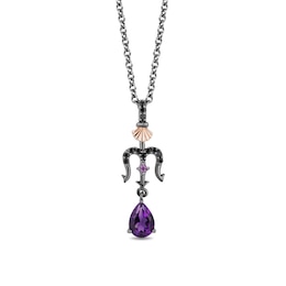 Enchanted Disney Villains Ursula Amethyst and 1/10 CT. T.W. Black Diamond Pendant in Sterling Silver - 19&quot;