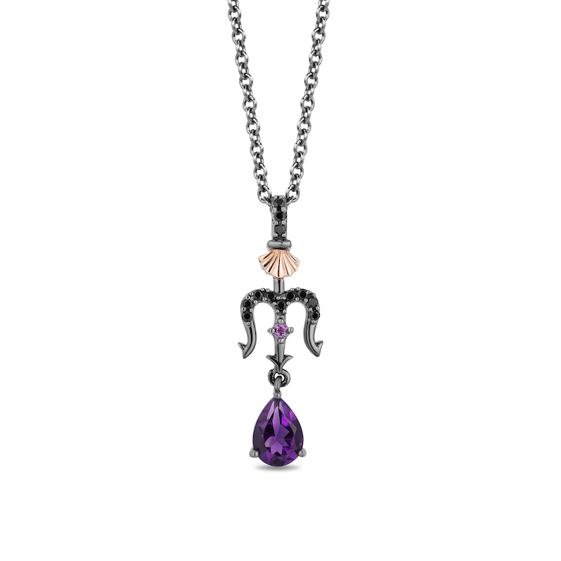 Enchanted Disney Villains Ursula Amethyst and 1/10 CT. T.W. Black Diamond Pendant in Sterling Silver - 19"