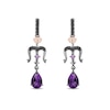 Enchanted Disney Villains Ursula Amethyst and 1/6 CT. T.w. Black Diamond Drop Earrings in Sterling Silver