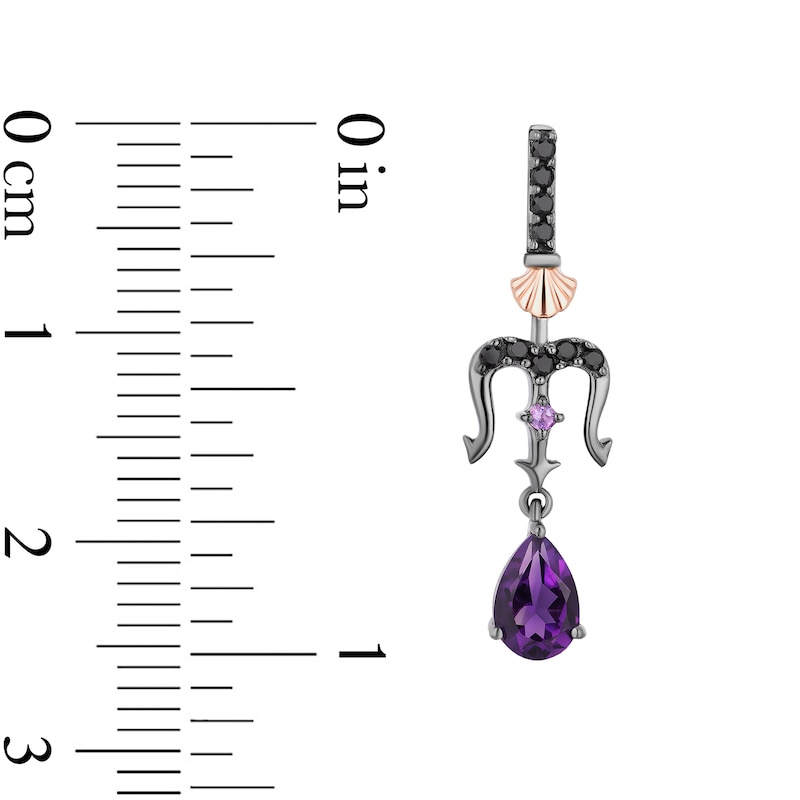 Enchanted Disney Villains Ursula Amethyst and 1/6 CT. T.W. Black Diamond Drop Earrings in Sterling Silver