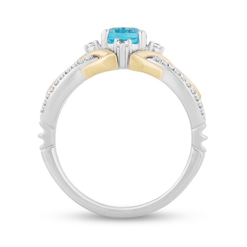 Enchanted Disney Merida Oval Paraiba Topaz and 1/5 CT. T.W. Diamond Ring in Sterling Silver and 