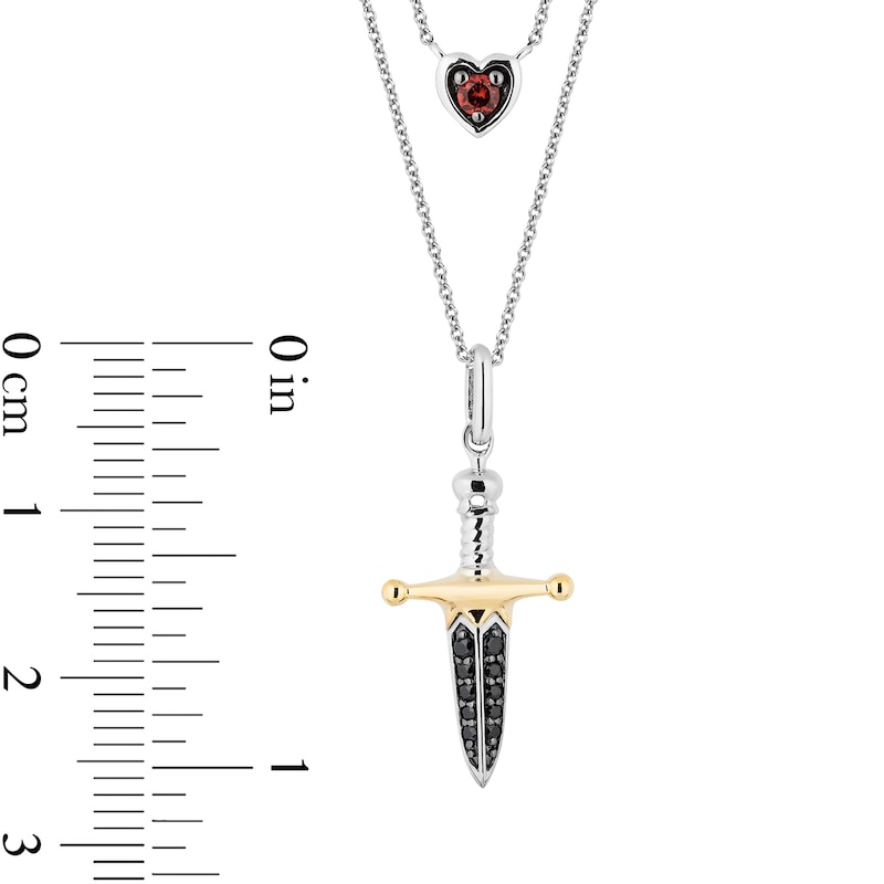 Main Image 3 of Enchanted Disney Villains Evil Queen Garnet and Black Diamond Necklace in Sterling Silver and 10K Gold