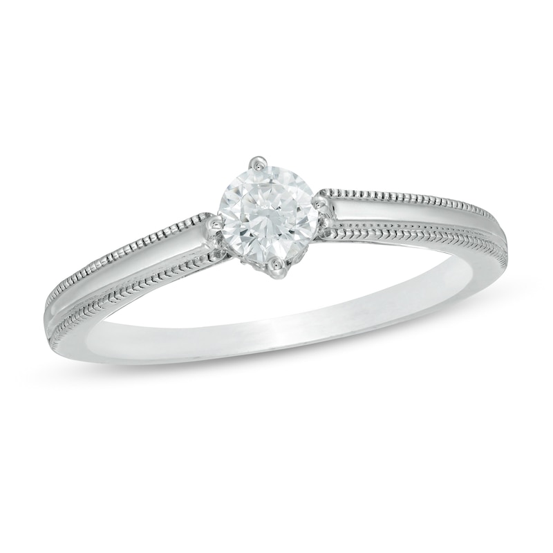 3/8 CT. T.W. Diamond Solitaire Vintage-Style Engagement Ring in 10K White Gold