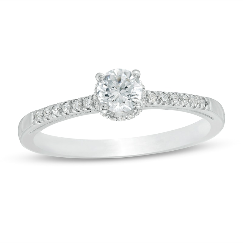 3/8 CT. T.W. Diamond Framed Setting Engagement Ring in 10K White Gold