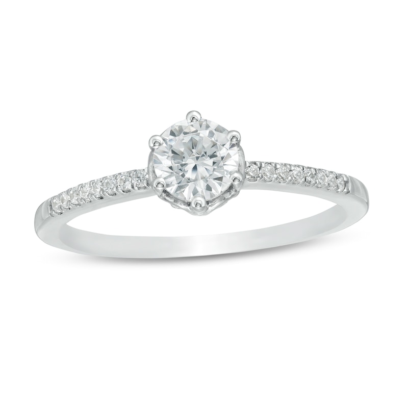 1/2 CT. T.W. Diamond Scalloped Setting Engagement Ring in 10K White Gold