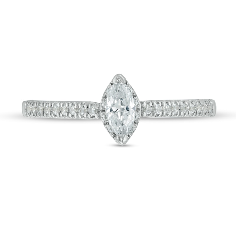 3/8 CT. T.W. Marquise Diamond Hidden Frame Engagement Ring in 10K White Gold