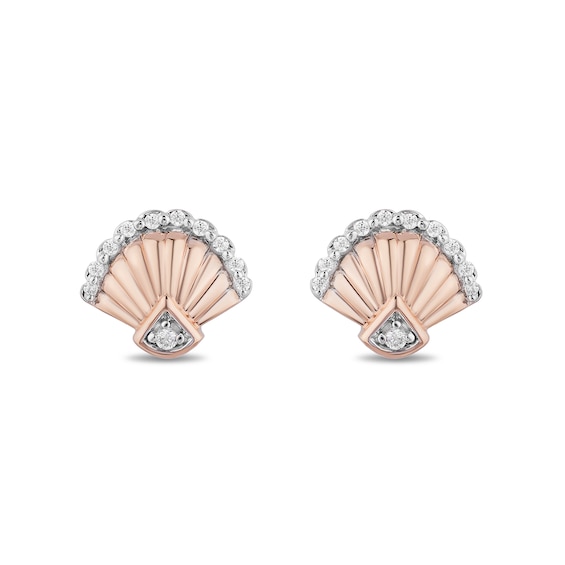 Enchanted Disney Ariel 1/10 CT. T.w. Diamond Seashell Stud Earrings in 10K Rose Gold