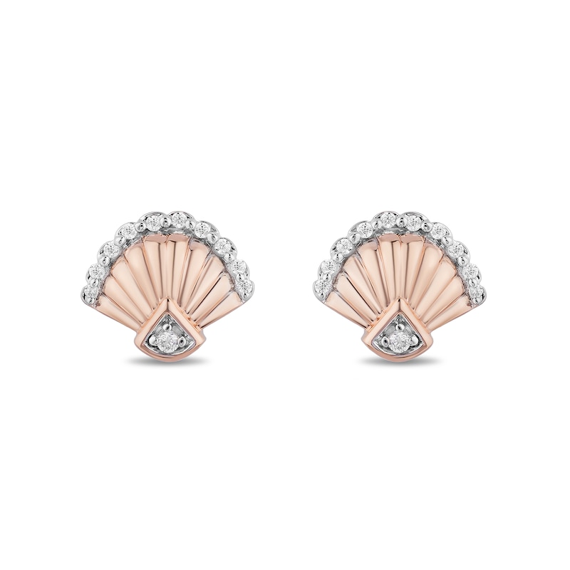 Enchanted Disney Ariel 1/10 CT. T.W. Diamond Seashell Stud Earrings in 10K Rose Gold