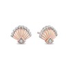 Thumbnail Image 1 of Enchanted Disney Ariel 1/10 CT. T.W. Diamond Seashell Stud Earrings in 10K Rose Gold