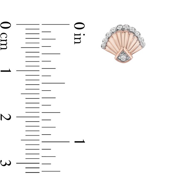Enchanted Disney Ariel 1/10 CT. T.w. Diamond Seashell Stud Earrings in 10K Rose Gold